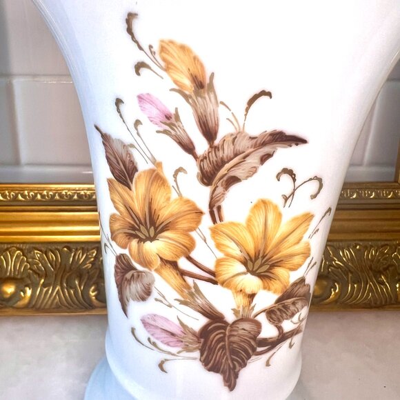 KAISER - Vintage 1960's Gold, Browns Floral Arlette Vase - West German, MCM - Picture 4 of 9
